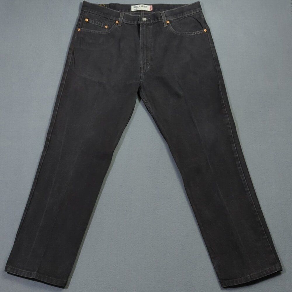 Levi's Jeans Men's 38x32 Black 505 Regular Fit Straight Leg Denim